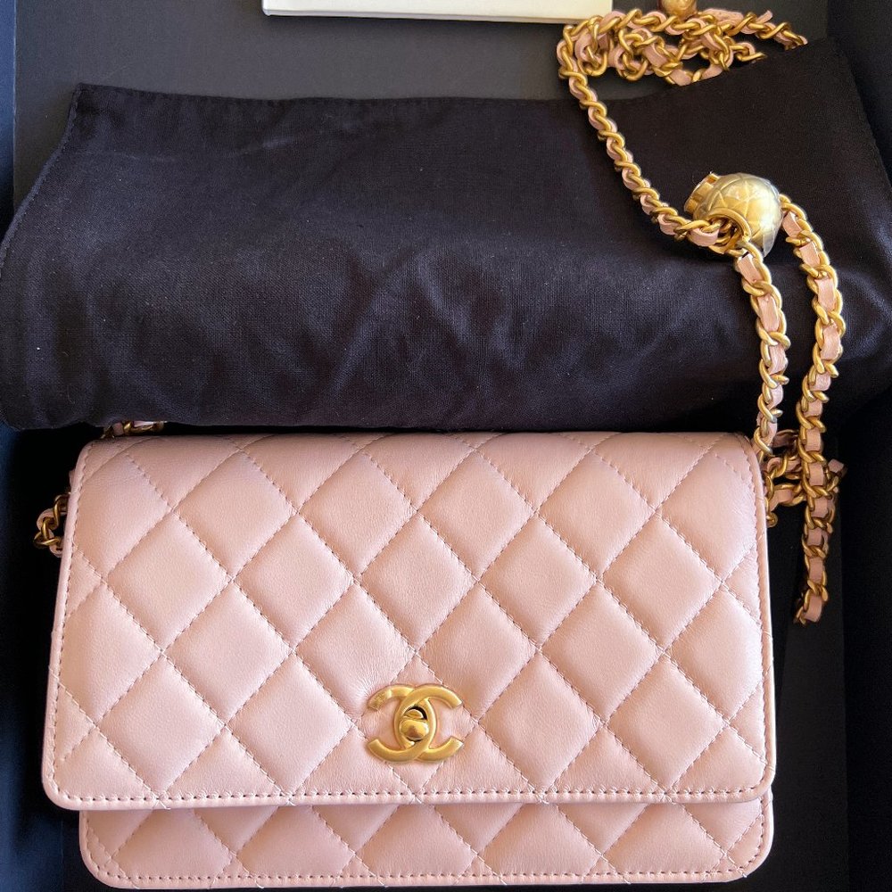 Brand new Chanel 23K light pink WOC with Pearl Crush With plastic seal